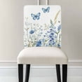 thumbnail image 3 of Blue Butterfly Flowers Chair Covers Set of 1 Spring Floral Chair Back Covers Stretch Removable Washable Slipcovers Protector for Dining Room Kitchen Party Decor, 3 of 5