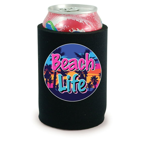 Beach Life Full Bottom Neoprene Can (Black)