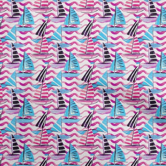 oneOone Cotton Cambric Light Blue Fabric Yacht Sewing Craft Projects Fabric Prints By Yard 42 Inch Wide-WN