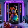 thumbnail image 4 of Gumesh Glow in the Dark Christmas Door Cover, Fluorescent Santa & Tree Print Holiday Banner for Indoor/Outdoor, Mesh Fabric Door Curtain with Easy Hanging Tabs, 4 of 6