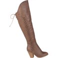 thumbnail image 2 of JOURNEE COLLECTION Womens Brown Asymmetrical Lace Spritz Round Toe Block Heel Zip-Up Heeled Boots 10 M WC, 2 of 6