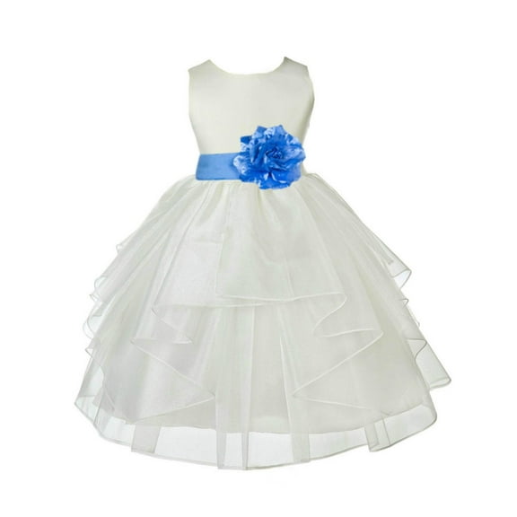 Ekidsbridal Ivory Cornflower Shimmering Organza Flower Girl Dresses for Toddlers Junior Bridesmaid Beauty Pageant Christening Gown 4613S 6