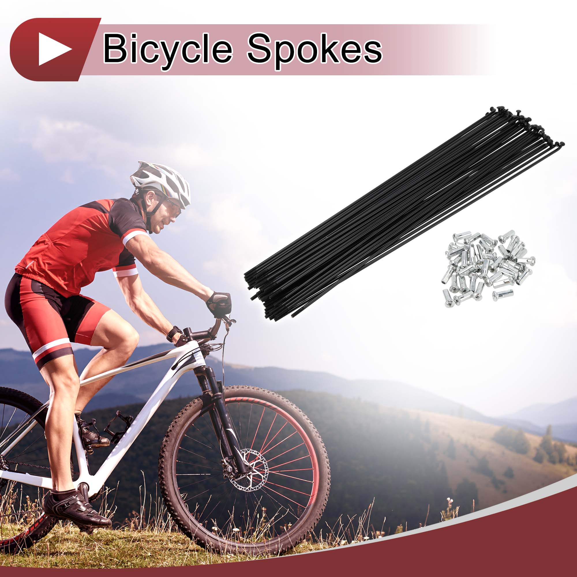 Unique Bargains 38Pcs Durable 13G Bike Wheel Spokes Carbon Steel Black 9.96"