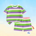 thumbnail image 4 of Boys Clothes Sets 10-12 Sale Boys Summer Sets Boys' Striped Round Neck Short Sleeved T-Shirt Baby Casual Daily Half Sleeved T-Shirt Top（1-14 Years）, 4 of 5