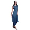 thumbnail image 3 of Moomaya Peter Pan Collar Sleeveless Kurta With Pants 2-Pcs Ethnic Suit Set For Women, 3 of 7
