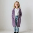 thumbnail image 4 of Dagugfen Baby Girls Clothes Sweater Cardigan Long Sleeve Loose Comfy Solid Color Casual Long Outwear 3-11 Years, 4 of 7