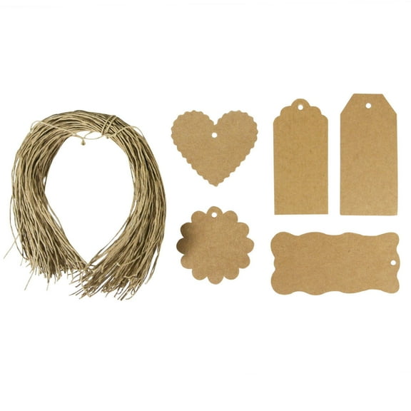 Wrapables® 100 Gift Tags/ Kraft Hang Tags with Free Cut String for Gifts, Crafts, & Price Tags