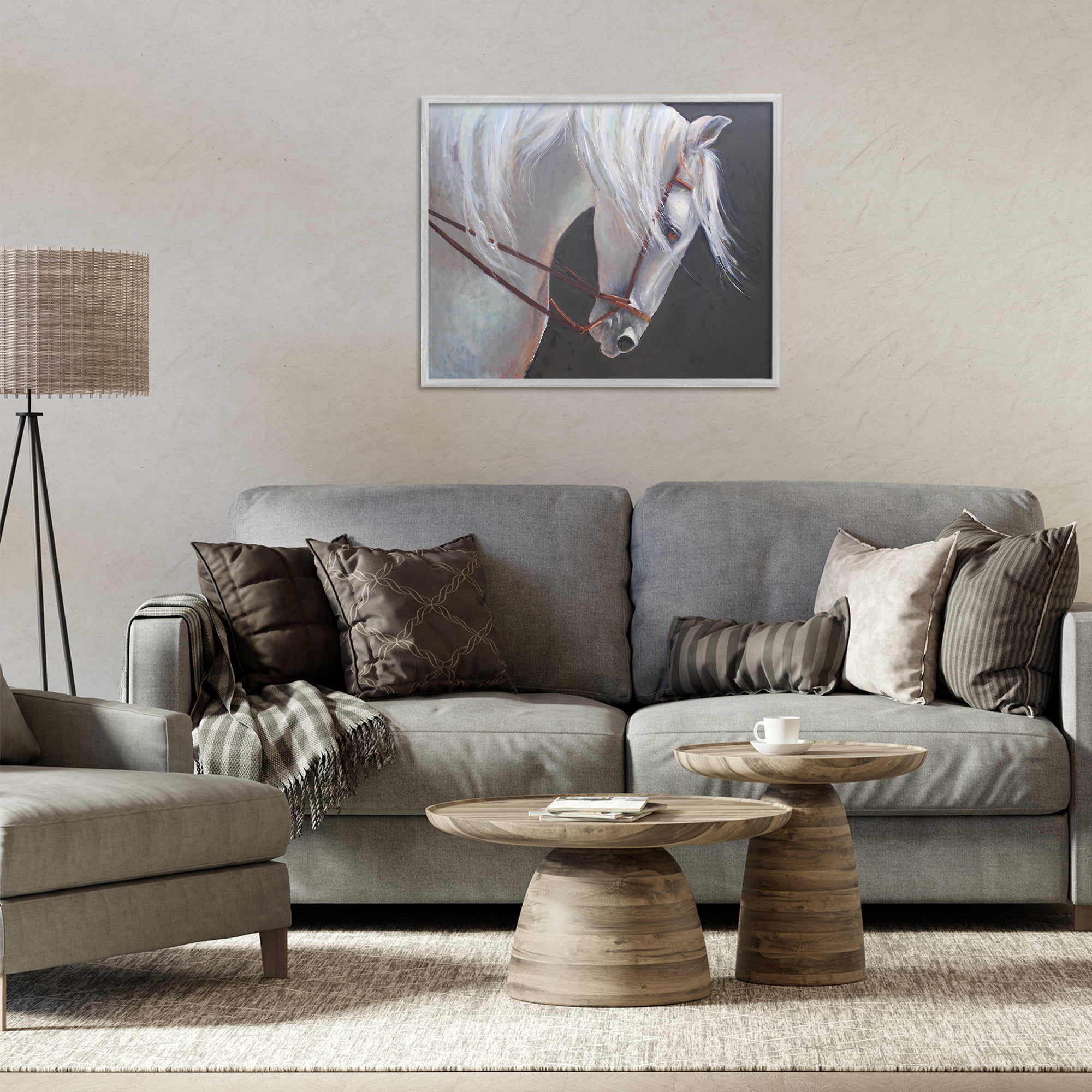 Stupell Industries Majestic White Mare Gray Framed Giclee Art, design by Jadei Graphics