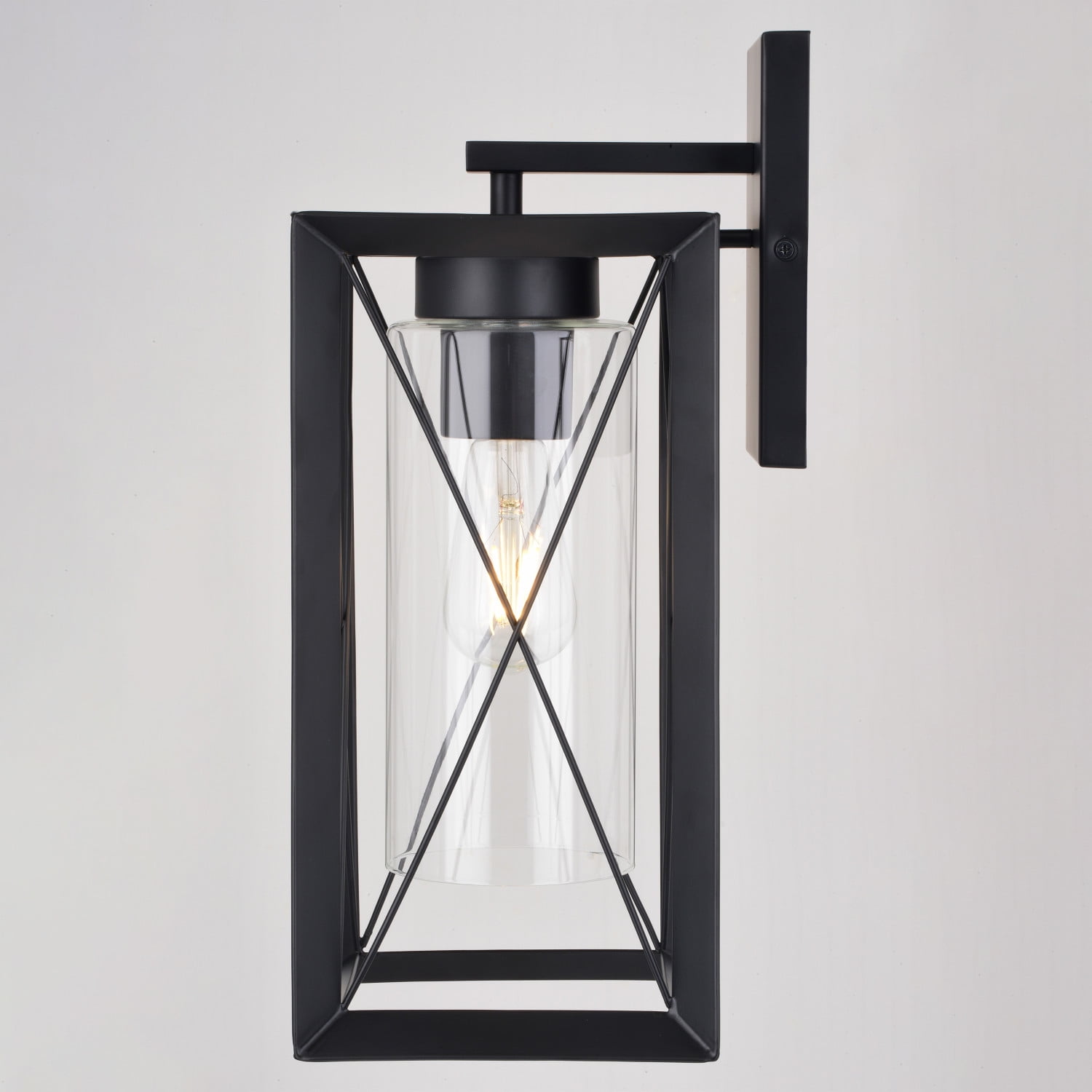 Milton 1 Light Matte Black Transitional Outdoor Wall Lantern Clear Glass