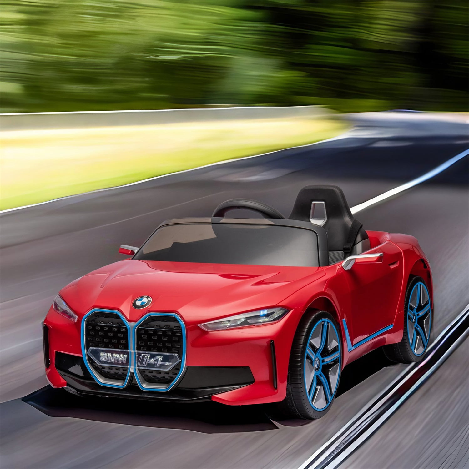 CIPACHO 12V Kids Ride On Car with 2.4G Parents Remote Control, Licensed BMW I4 Electric Kids Car, 3 Speed Adjustable, Red