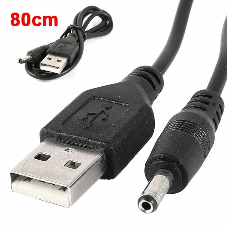 USB A to DC 3.5 mm/1.35 mm 5 Volt DC Barrel Jack Power Cable type