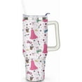 thumbnail image 2 of Cartoon Princess Tumbler with Handle & Straw | Princesses Dress and Rose | Travel Coffee Mug -Birthday/Christmas Gift to Girl/Women, 2 of 6
