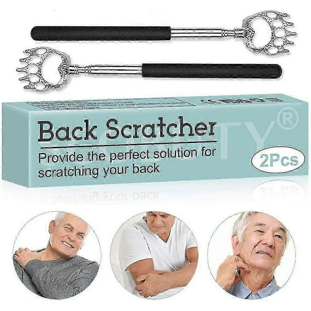 Back Scratchers,Stainless Steel,Bear Claw 4 Section Retractable Handle , Can be Used at Any Time to Eliminate Itching in The Back (2 pcs)