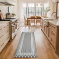 thumbnail image 2 of Floral Checkerboard Anti-Fatigue Kitchen Mat Set of 2, Cushioned Foam Kitchen Mats for Floor, Waterproof Non Slip Comfort Mat, Modern Kitchen Rug for Kitchen Decor, Sink, Grey, 2 of 6