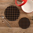 thumbnail image 2 of SKYSONIC Tartan Coffee Brown Plaid Pot Holders Trivets, 2 Pcs Heat Resistant Trivets,Cotton Thread Weave Mats for Hot Pads Pans Pot Bowl Teapot for Kitchen Decor, 2 of 7