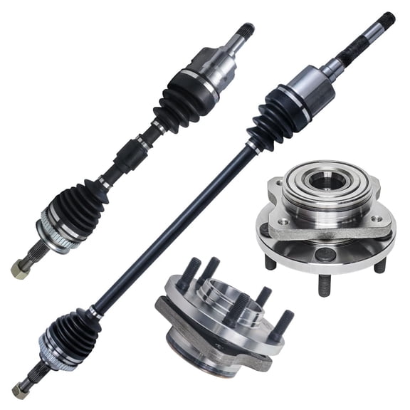 Detroit Axle - Front CV Axles Kit for Dodge Grand Caravan Chrysler Town & Country Plymouth Grand Voyager, 2 Wheel Bearing and Hubs 2 CV Axles Assembly Replacement