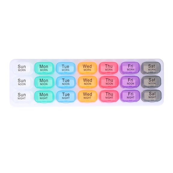 Unique Bargains 1 Pc 21 Grids Pill Case Independent for Travel Assorted Color
