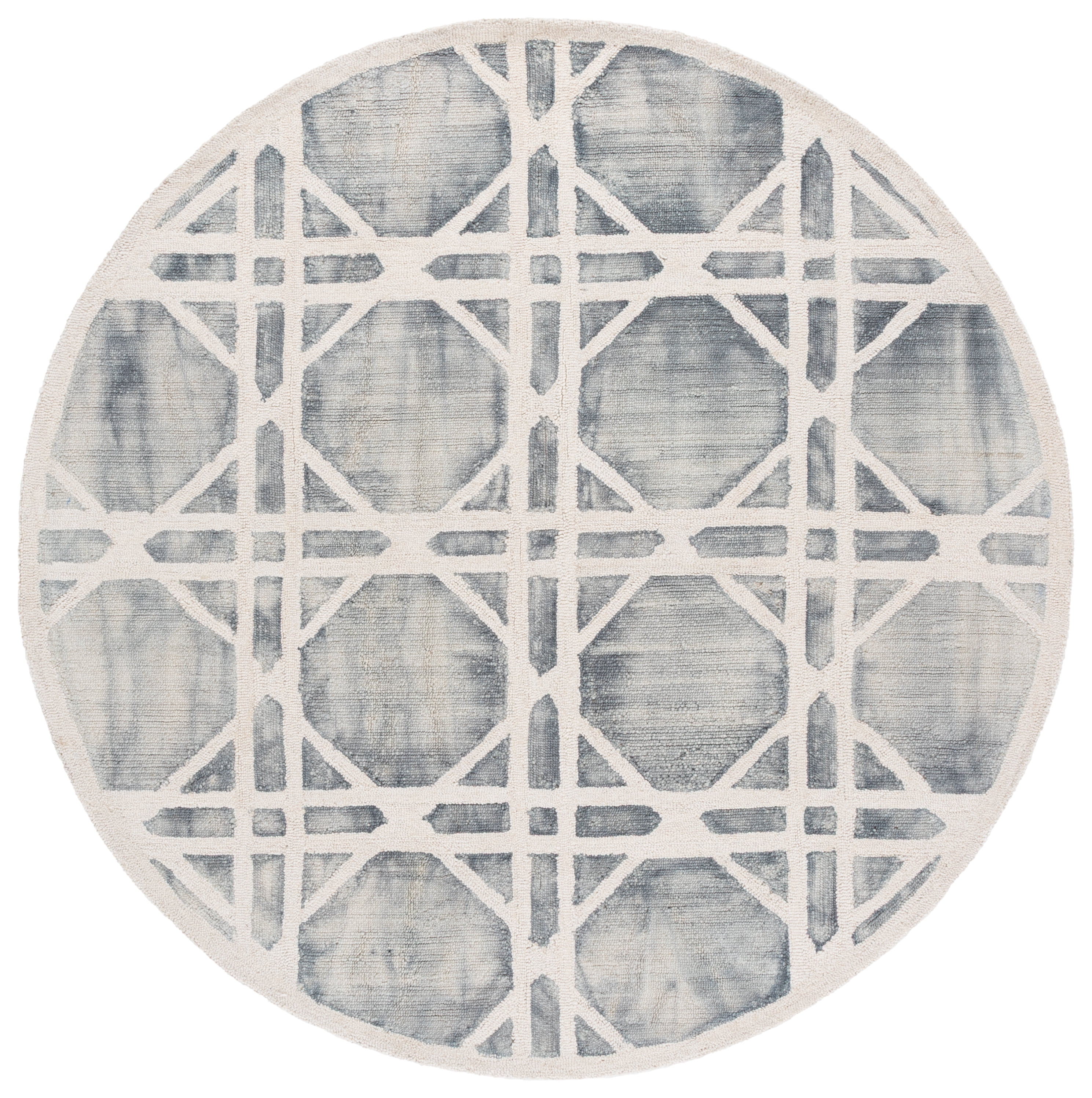 Safavieh Dip Dye Kuzman Geometric Wool Area Rug, Ivory/Gray, 7' x 7' Round