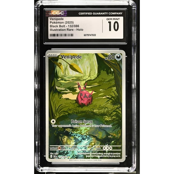 2025 Pokémon Black Bolt Illustration Rare Holo Venipede #132/086 CGC 10