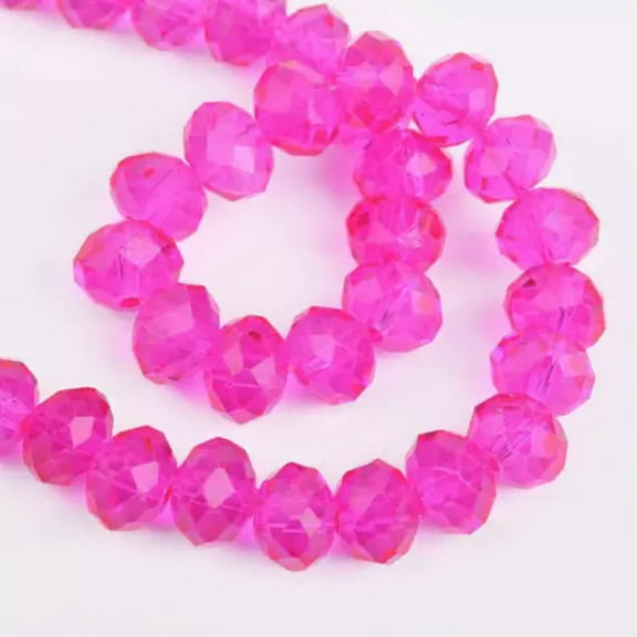 EOEMY 3mm 4mm 6mm 8mm 10mm 12mm Rondelle Faceted Crystal Glass Loose Spacer Beads Lot-121) Rose Coated-10X7mm (15Pcs)