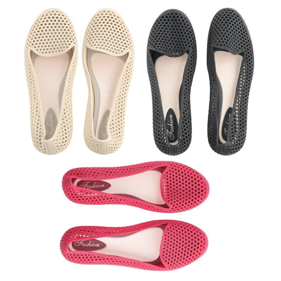 WHAMVOX Beach Shoes Breathable Cool Durable Simple Hollow Plastic Shallow Flat Leisure Shoes for Outdoor (Red, 36 Yard)