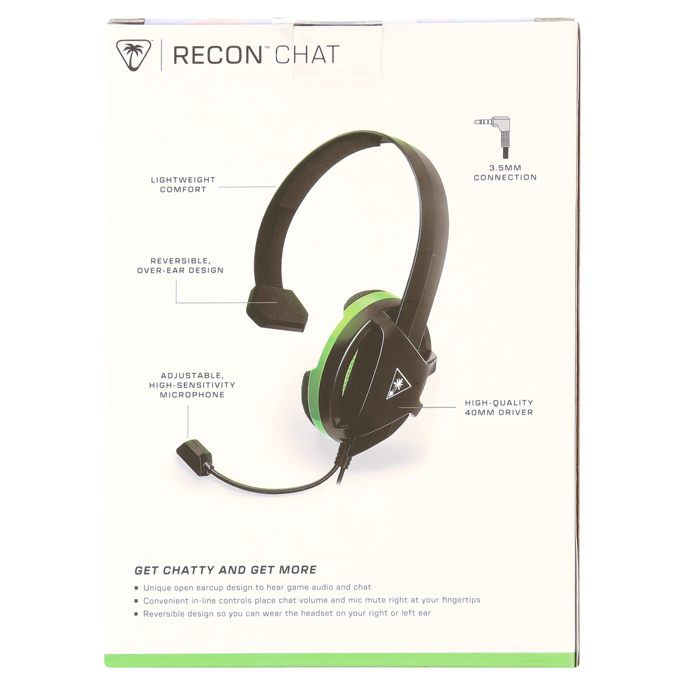 Turtle Beach Recon Chat Headset for Xbox PS4 5 Switch PC Mobile High Sensitivity Mic Black Walmart