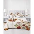 thumbnail image 2 of Quilt King Size Bedding Set, White Pumpkins Fall Reversible Summer Quilt 3 Pieces, Thanksgiving Autumn Floral Botanical Lightweight Bedspreads Coverlets with 2 Pillow Shams for All Seasons, 2 of 5