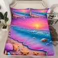 thumbnail image 2 of Homewish Dreamy Ocean Sunset Bed Sheets for Kids, Kawaii Starfish Seashell King Sheets, Summer Beach Sheet Set, Super Cozy Room Decor, 4 Pieces, 2 of 7