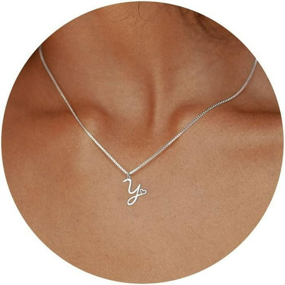 Initial Necklaces For Women Trendy, Dainty Sterling Silver Letter Necklace Cute Pendant Choker Name Necklace Personalized Costume Monogram Silver Jewelry Necklace For Women Valentines Gifts[o7606]