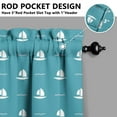 thumbnail image 5 of Kitchen Curtains 24 Inch Short - 3 Panel Set, Nautical Anchor Lighthouse Coastal Design, Rod Pocket Window Curtain for Beach House, Marine Ocean Wave Pattern, Easy Wash, 5 of 6