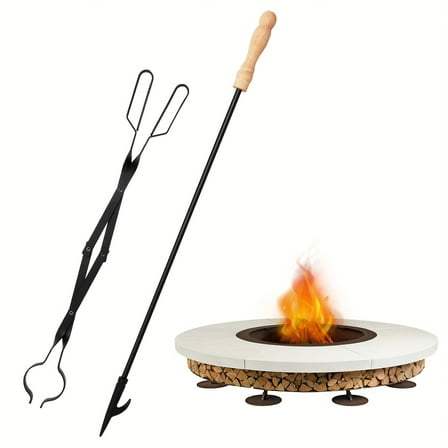 High-quality Fireplace Tongs & Hooks For Safe Fire Handling And Wood Adjustment, Heat Resistant Design, Perfect For Home Fireplaces And Outdoor Bonfires.