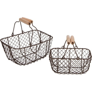 Rural365 Chicken Egg Holder - Brown Decorative Wire Basket with