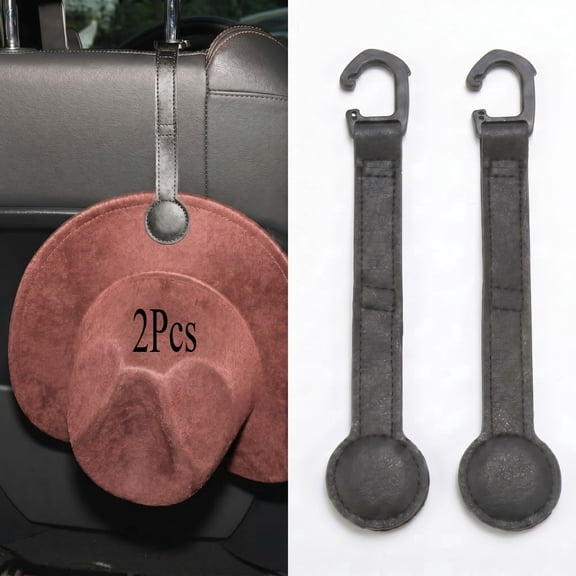 2 Pack Magnetic Hat Clip, Car Headrest Hook, Western Hat Travel Hanger, Vehicle Interior Accessories, Black