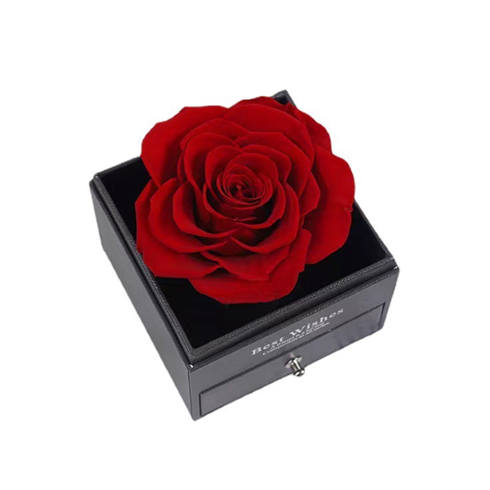 4 Eternal Roses in an Acrylic Box + Black Gift Wrap