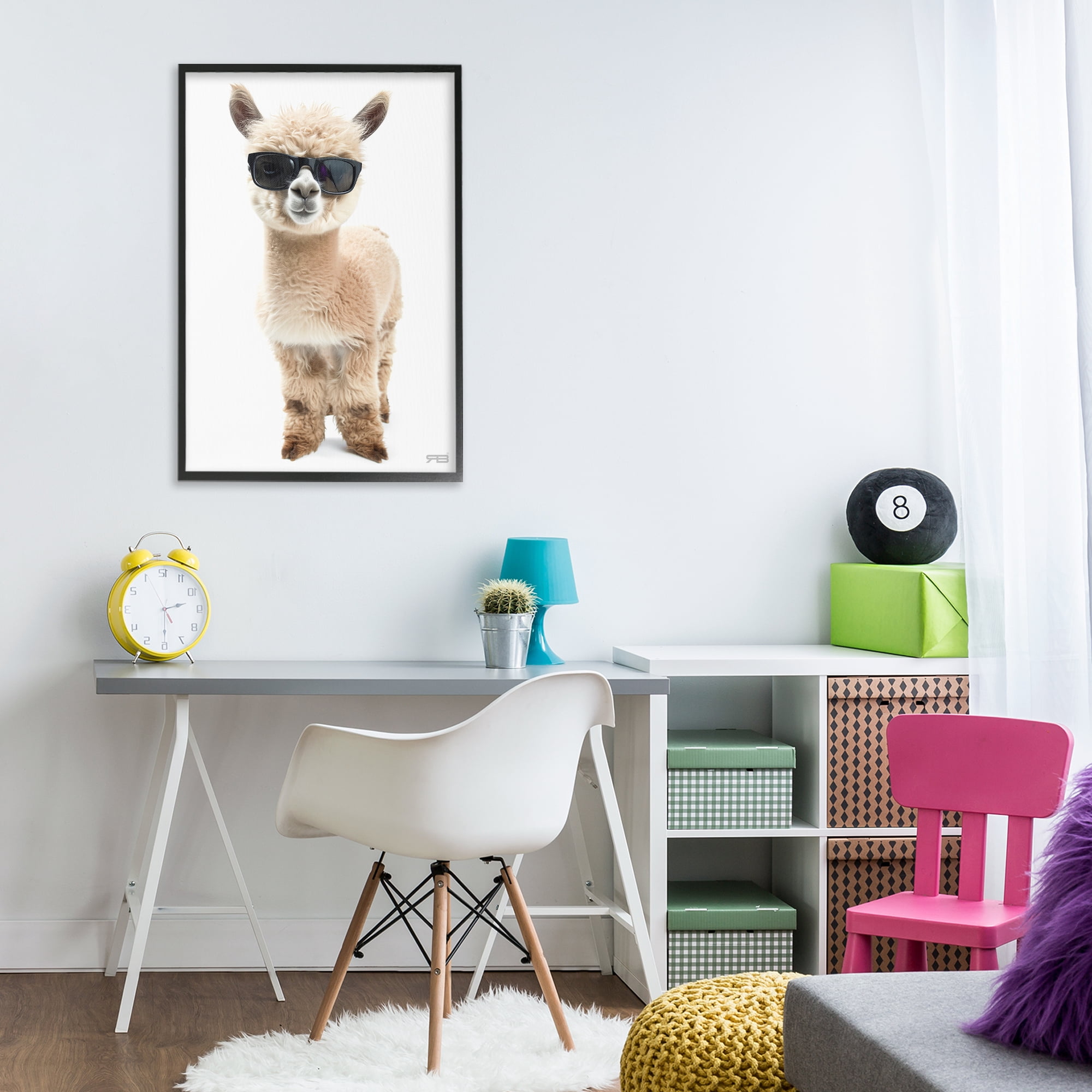 Stupell Industries Cool Alpaca & Glasses Animals & Insects Painting Black Framed Art Print Wall Art, 20 x 30