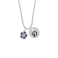 thumbnail image 2 of Delight Jewelry Silvertone Purple and White African Violet Flower Silvertone Script Initial Disc - D - Charm Necklace, 20"+3", 2 of 4