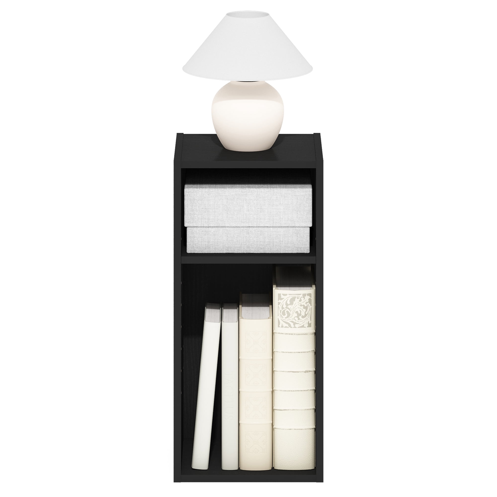Furinno FULDA Book Shelf, 2-Tier Narrow Bookshelf, Bookcase with 10-In Width Storage Shelf, 9.3 x 9.8 x 21.2, for Living Room, Bedroom, Home Office, Darkwood