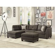 Charcoal RF Chaise Sectional Sofa & Ottoman by Acme Laurissa 54375-3pcs