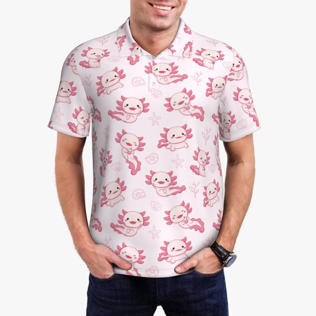 Balery Baby Salamander Camisa Polo de Hombre con Estampado, de Manga Corta y Tejido Medio, Camisa Tipo Golf Polo-Large