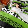 thumbnail image 4 of Manfei Zebra Cheetah Print Bedding Comforter Set 7-Piece, Geometric Stripe King Bedding Sets, Green White Black Aesthetic Bed Sheets for Girls, Ultra Soft Home Decor, 4 of 8