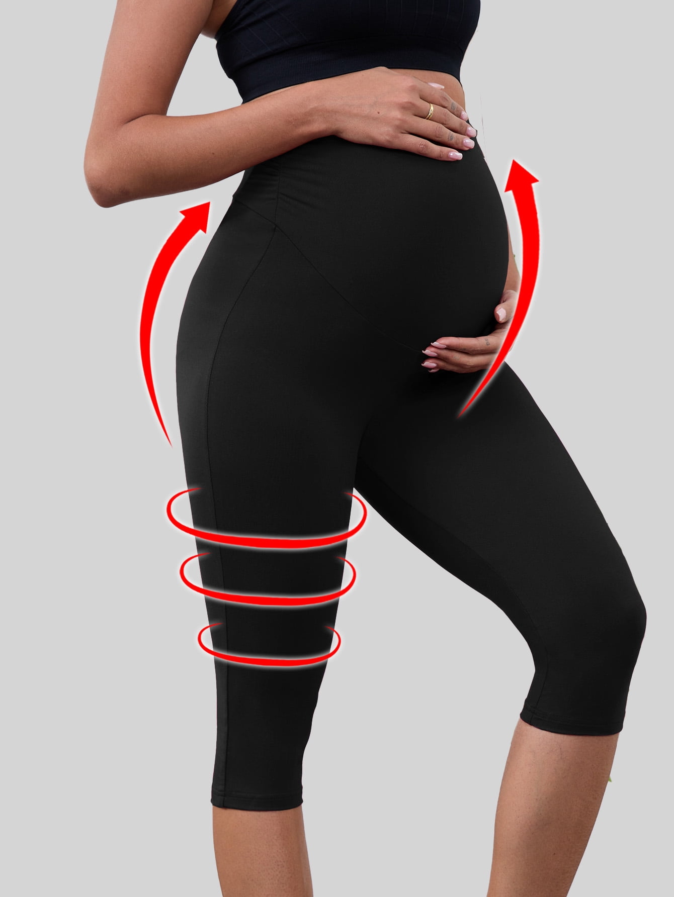Beaisland Women's Maternity Capri Leggings over The Belly Pregnancy Yoga Pants Workout Activewear Leggings 2-Pack