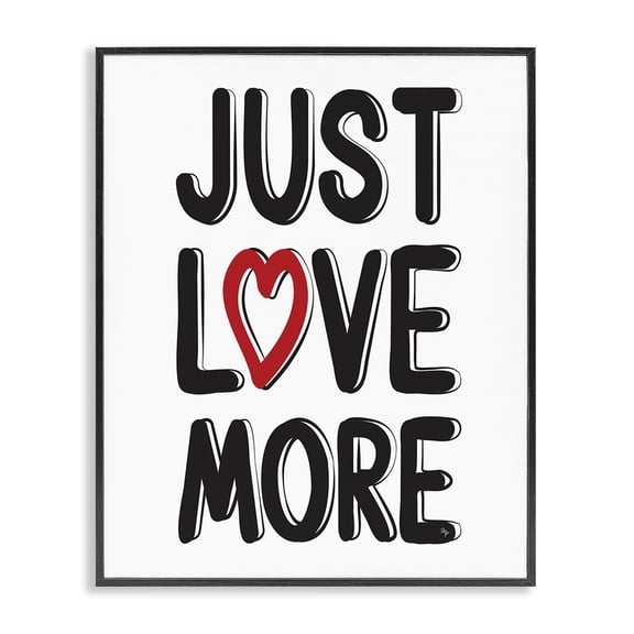 Stupell Industries Modern Just Love More Black Framed Giclee Art, 11 x 14, by Martina Pavlova