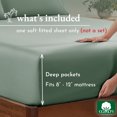 thumbnail image 2 of California Design Den Twin XL Cotton Fitted Sheet, 1 Pc - Soft 100% Cotton Sateen, Deep Pockets, All-Around Elastic - Sage Green- Dark, 2 of 8