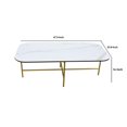 thumbnail image 5 of Benzara Coffee Table with Ceramic Top and Metal Frame, White and Gold, 5 of 5
