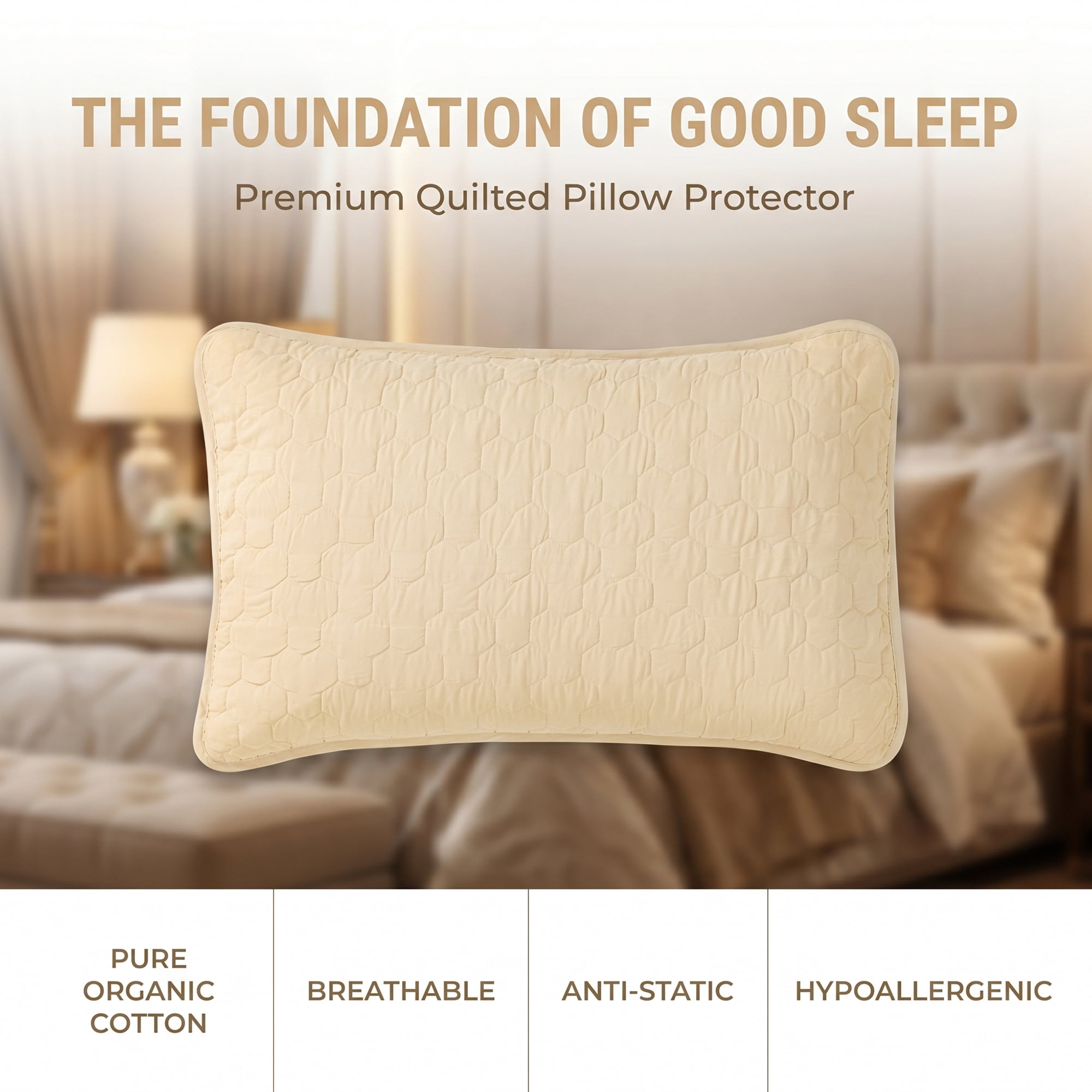 Unique Bargains Pillow Protectors Breathable Hypoallergenic Polyester Covers Light Yellow