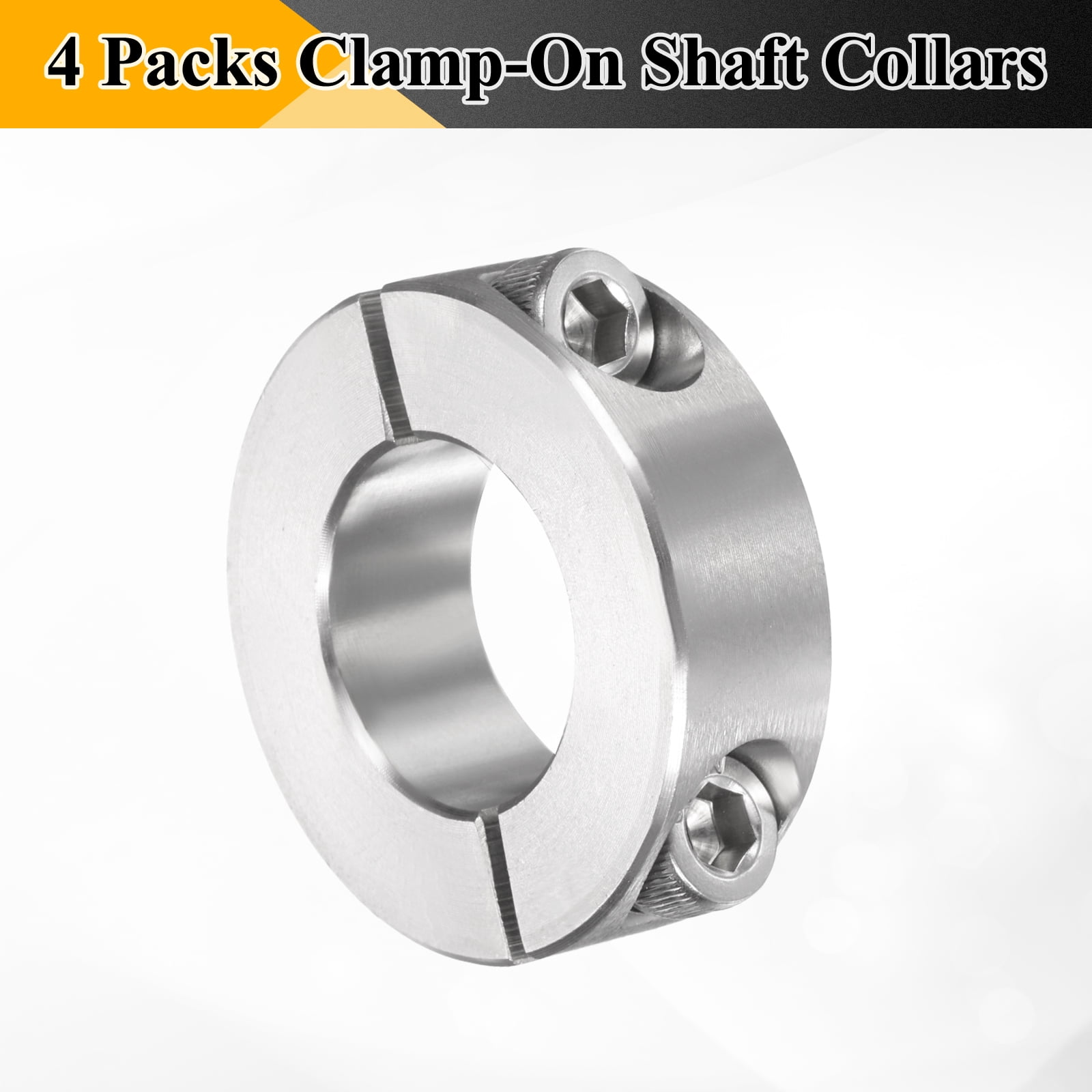 Uxcell 4 Pack Double Split Shaft Collar 7/8" Bore, Two Piece Clamping Collar 1-5/8" OD 1/2" Thickness, 303 Stainless Steel Set Screw Split Collar