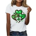 thumbnail image 1 of El Día de San Patricio Manga Corta Cuello Redondo Suéter Casual Top, Ligero 95% Poliéster 5% Blusa de Spandex para Vacaciones Y Uso Diario, Tops de Mujer Casual, 1 of 5
