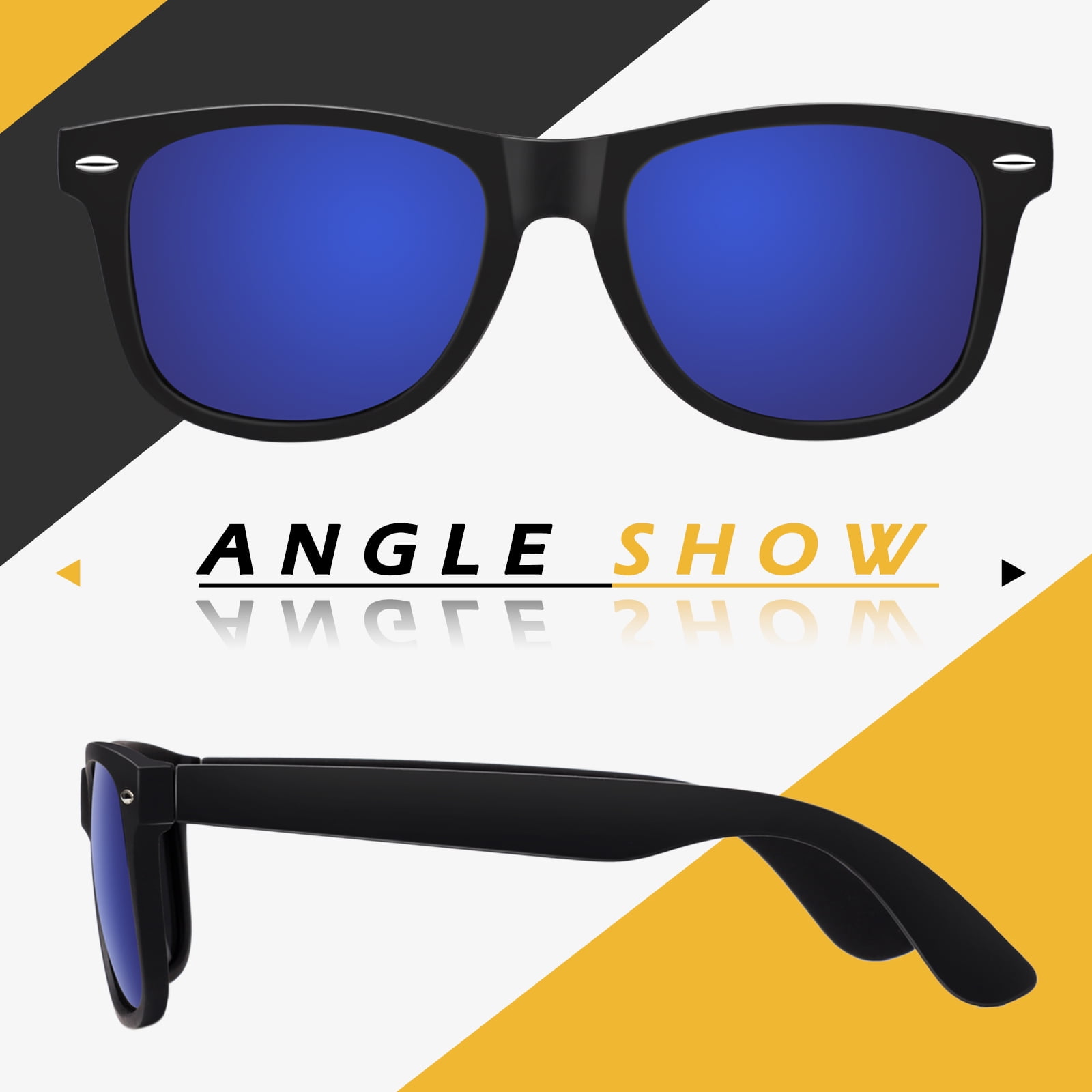 LINVO Classic Retro Polarized Black Sunglasses for Men Women Fishing Driving Hiking