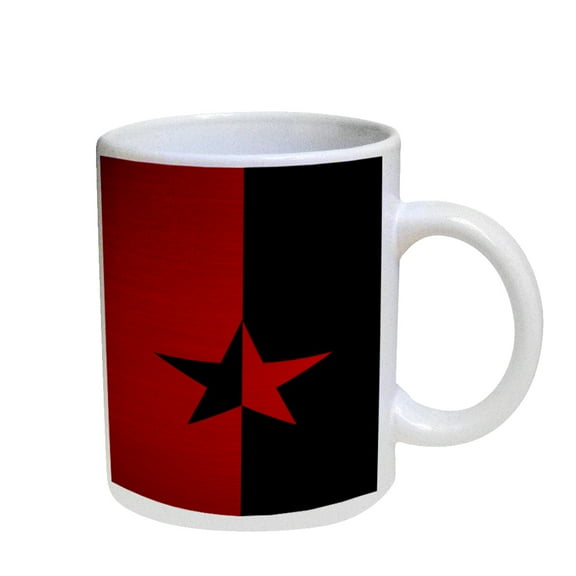 KuzmarK Coffee Cup Mug Pearl Iridescent White - Black Star