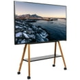 thumbnail image 1 of VIVO Rolling Artistic Easel 49 to 75 inch LED LCD Screen Mobile Studio TV Display Stand, Wood Accessory Shelf, Adjustable TV Mount with 4 Walnut Legs, Black Frame, STAND-TV75R, 1 of 1